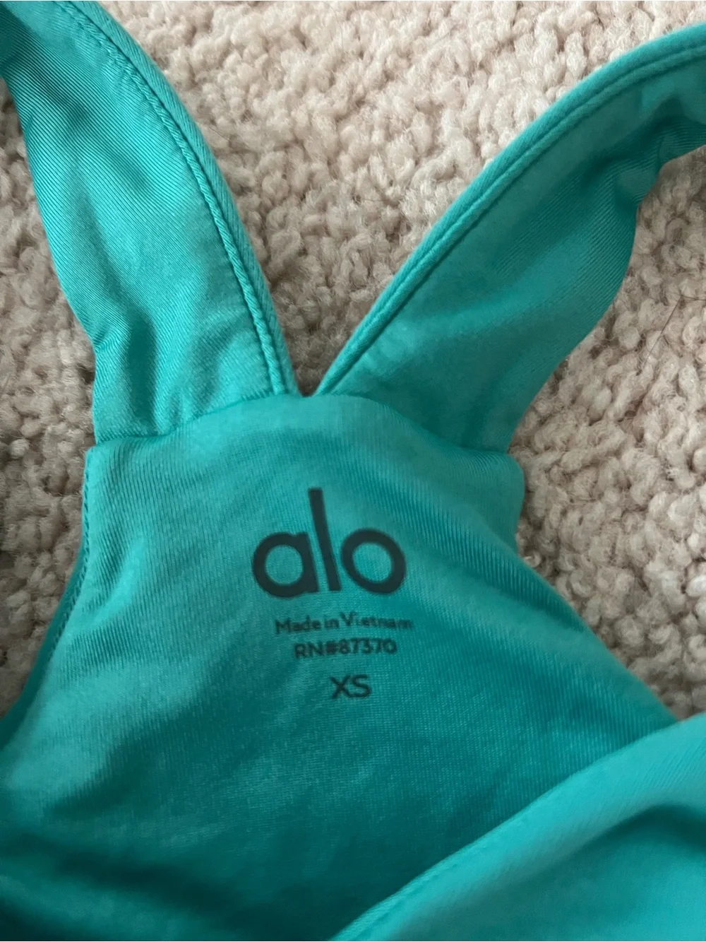 ALO Yoga Teal V-Neck Racerback Bralette